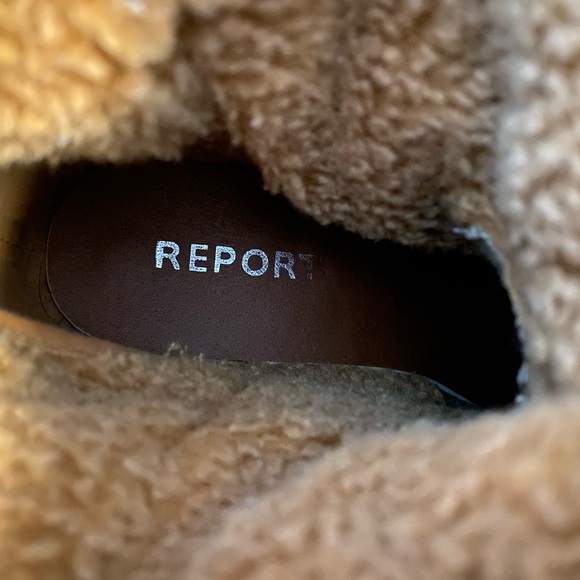 Report brown heeled boots with faux fur. Size 9. - Picture 4 of 4